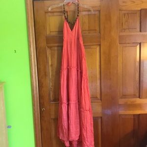 Orange maxi dress NWT size medium 100% cotton